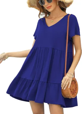 2024 Summer Dress for Women Casual Loose Short T Shirt Dress Cute Flowy Swing Babydoll Dress