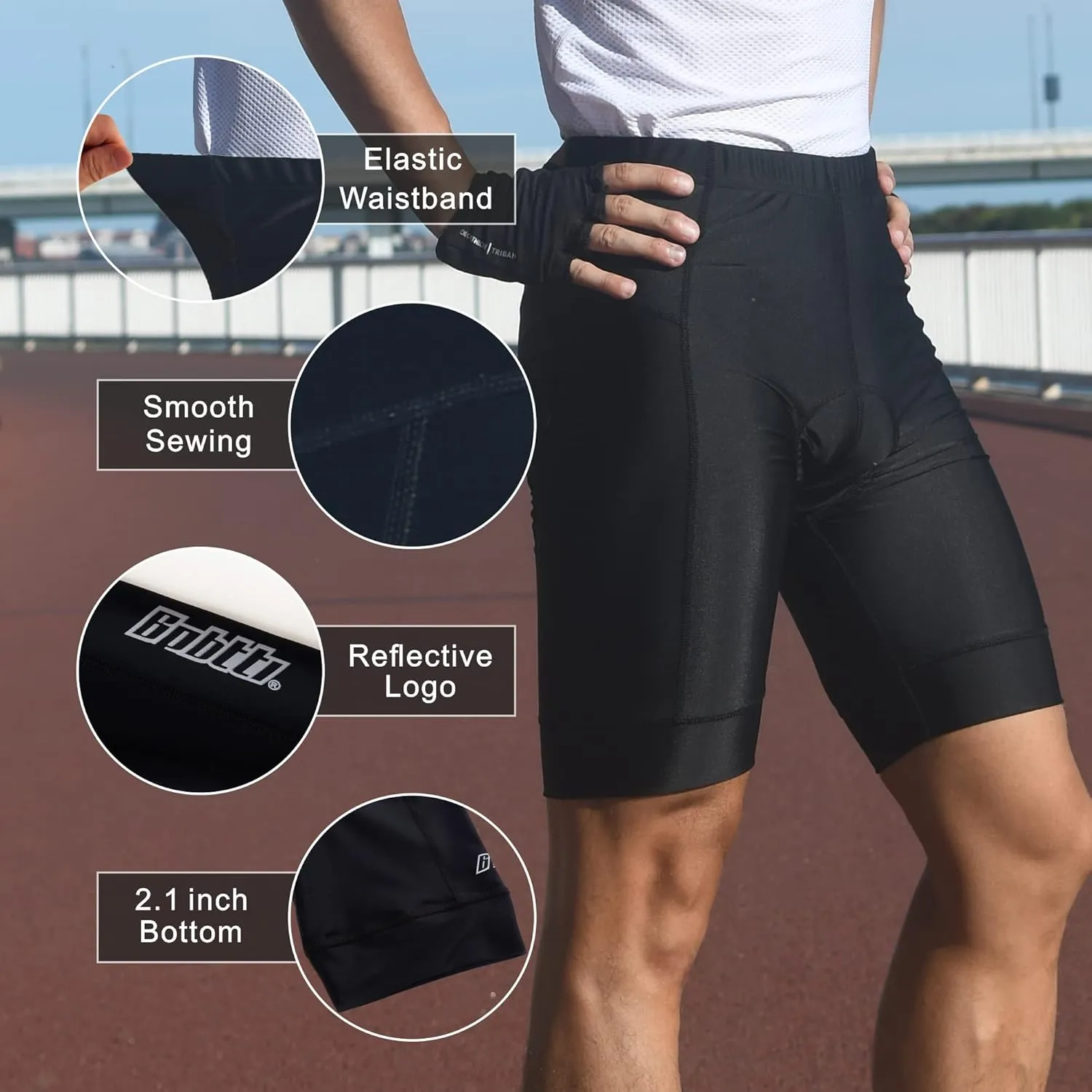 bpbtti Mens Gel Padded Cycling Shorts Bicycle Riding Pants Bike Biking Clothes Cycle Tights