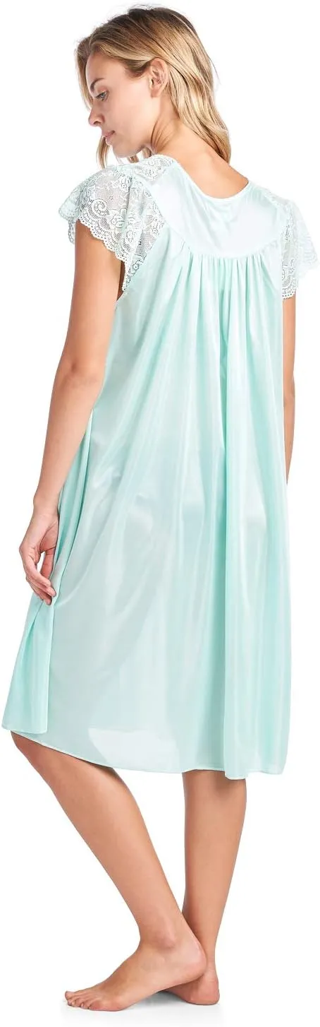 Casual Nights Women's Fancy Lace Neckline Silky Tricot Nightgown