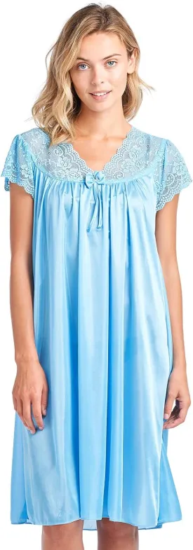 Casual Nights Women's Fancy Lace Neckline Silky Tricot Nightgown