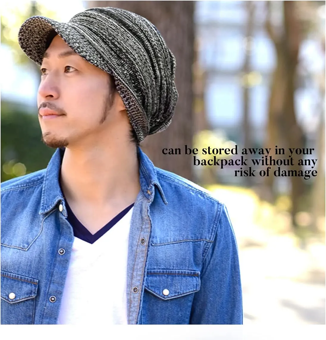 CHARM Mens Summer Knit Beanie Hat - Womens Slouchy Visor Cap Winter Baggy Slouch Knit