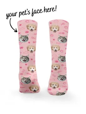 Custom Mixed Dog & Cat Face Crew Socks