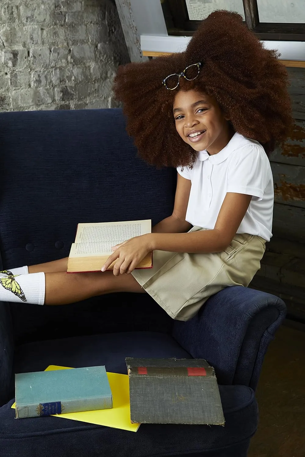 French Toast Girls' Short Sleeve Peter Pan Collar Polo