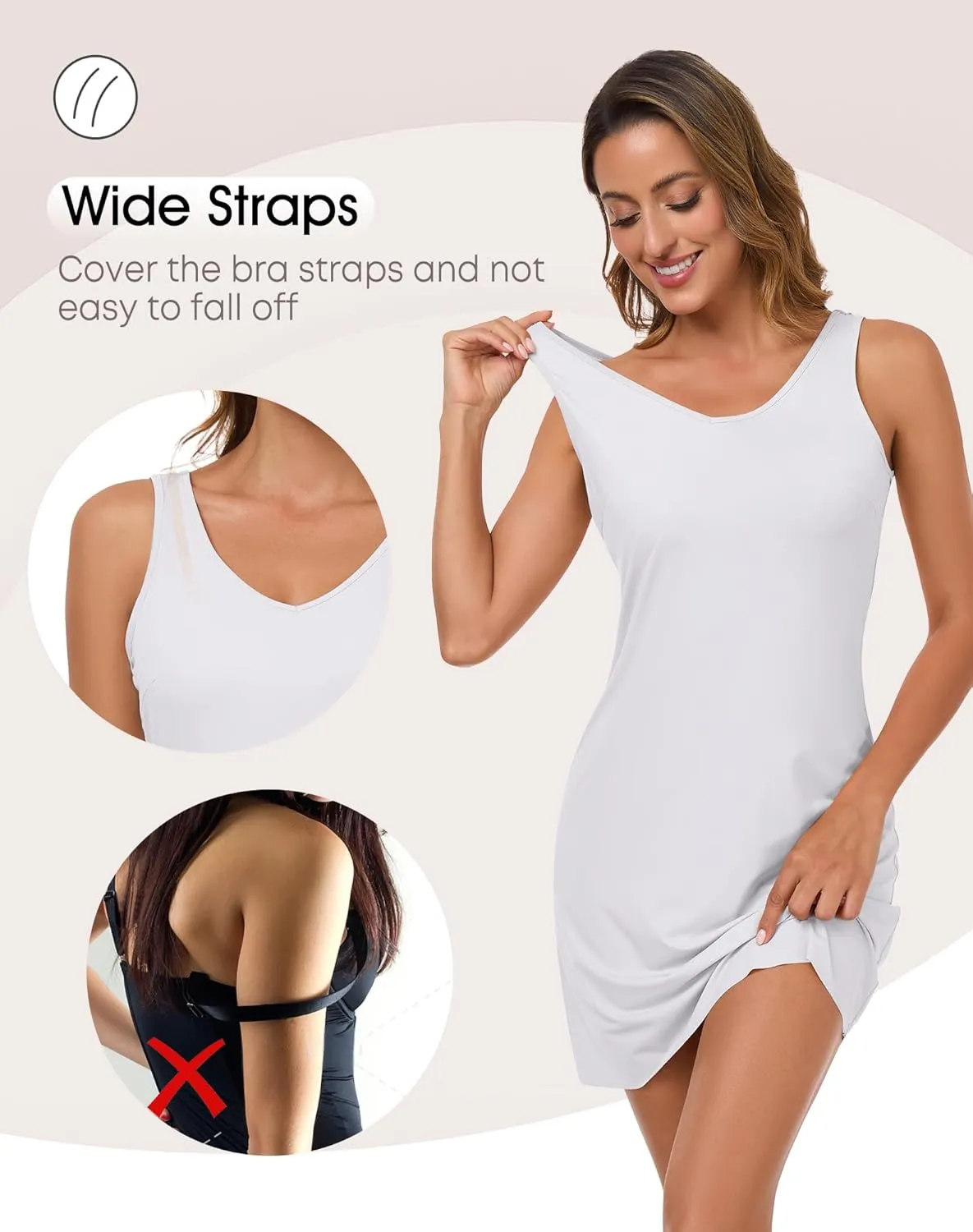 Full Slip for Women Under Dress Tank Top Slip Dress Seamless Hem Underdress
