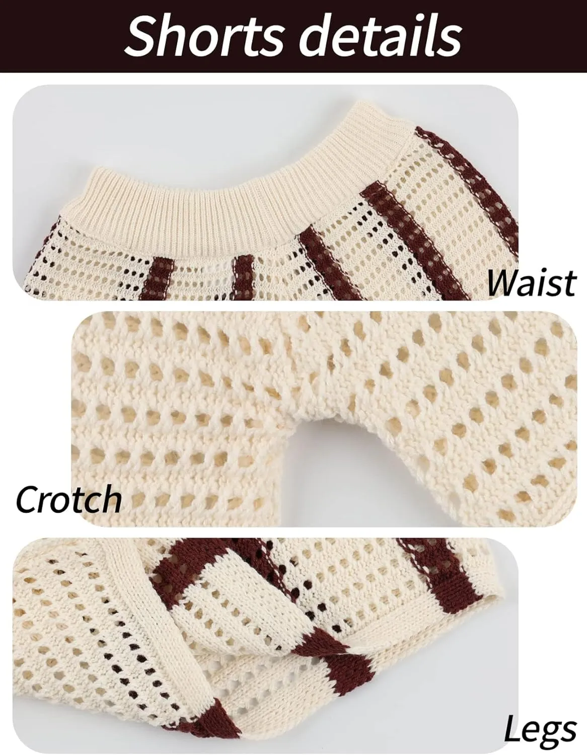 Gihuo Women' s Y2K 2 Piece Knit Outfits Striped Sweater Shorts Set Color Block Long Sleeve Button Up Shirts Shorts