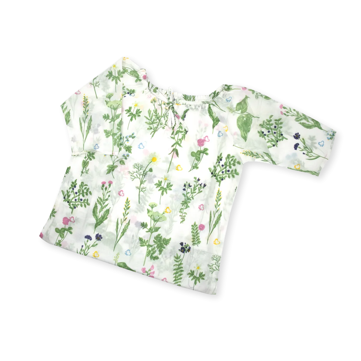 Handprinted Organic Nightgown - Swedish Flora