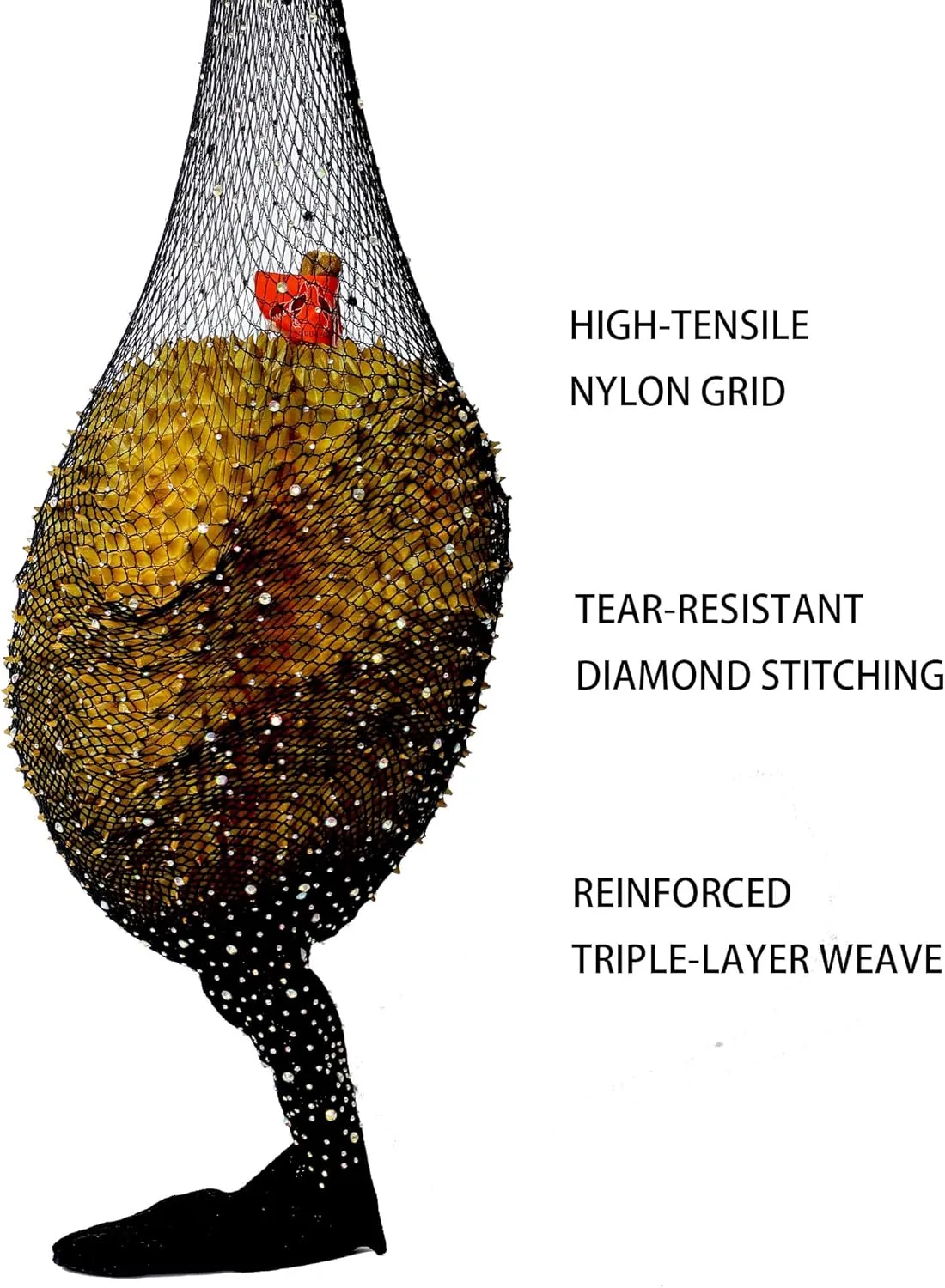 HONENNA Cowgirl Rhinestone Fishnet Tights & Sparkly Stockings for Women, Sexy Holographic Glitter Mesh Party Pantyhose
