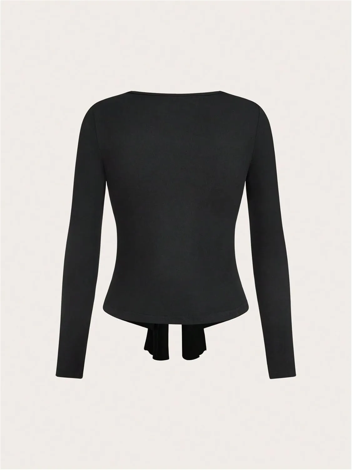 Milumia Women's Ruched Bust V Neck Tie Front Spit Long Sleeve T Shirt Blouse Top