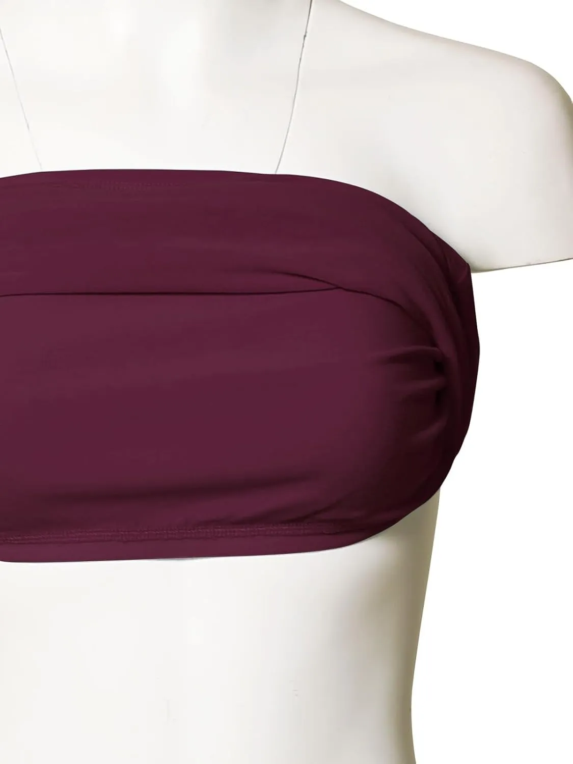 MixMatchy Women's Basic Casual Stretchy Long Bandeau Tube Top Strapless Undershirts