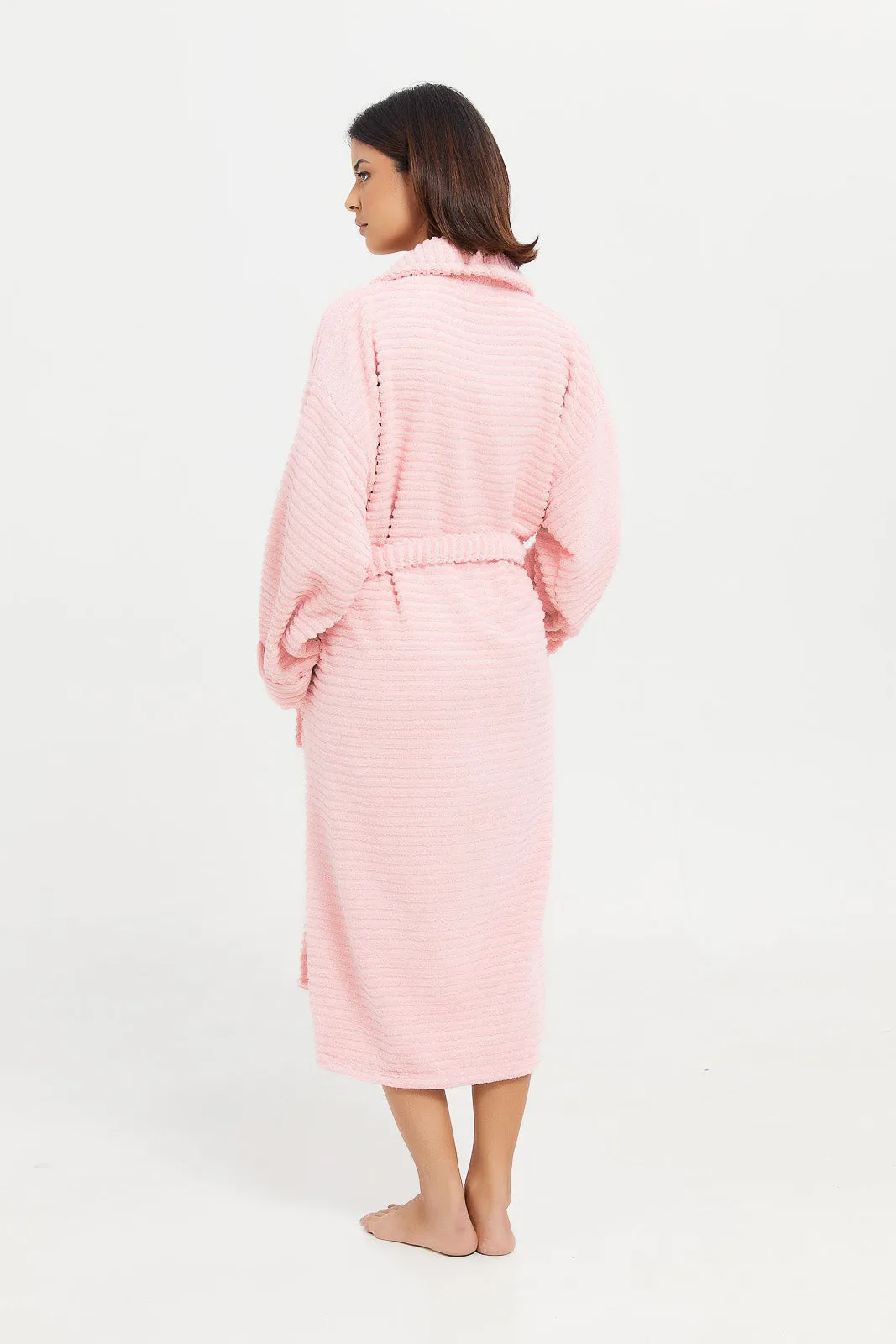 Pink Ribbed Bathrobe