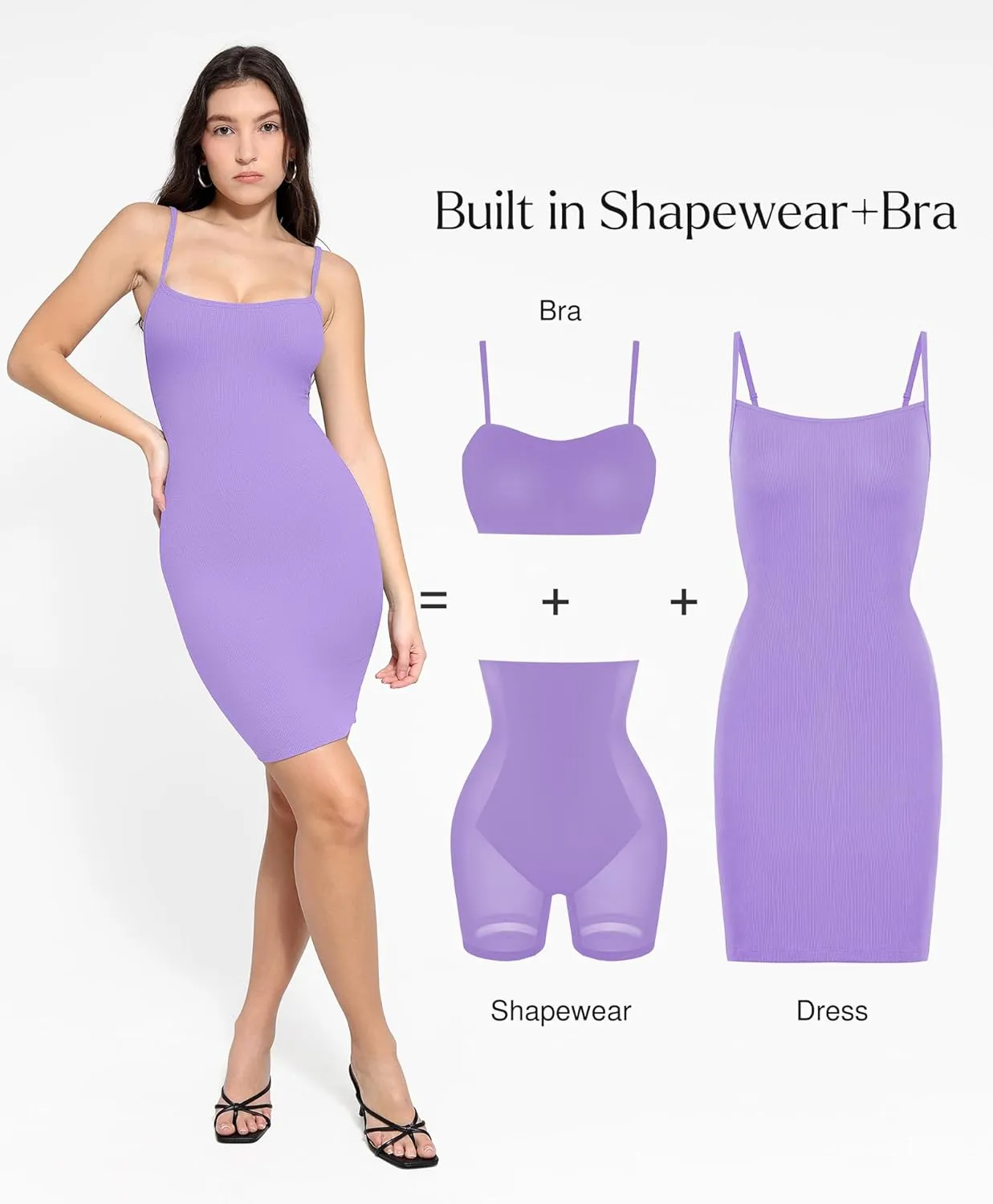 Popilush Summer Dresses for Women 2025 - Club Dress Cocktail Shapewear Mini Dress Spaghetti Straps Dinner Date Night Bodycon