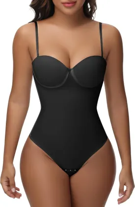 SHAPSHE Strapless Shapewear Corset Bodysuit Tops for Women Tummy Control V Neck Thong Body Shaper Going Out Outfits