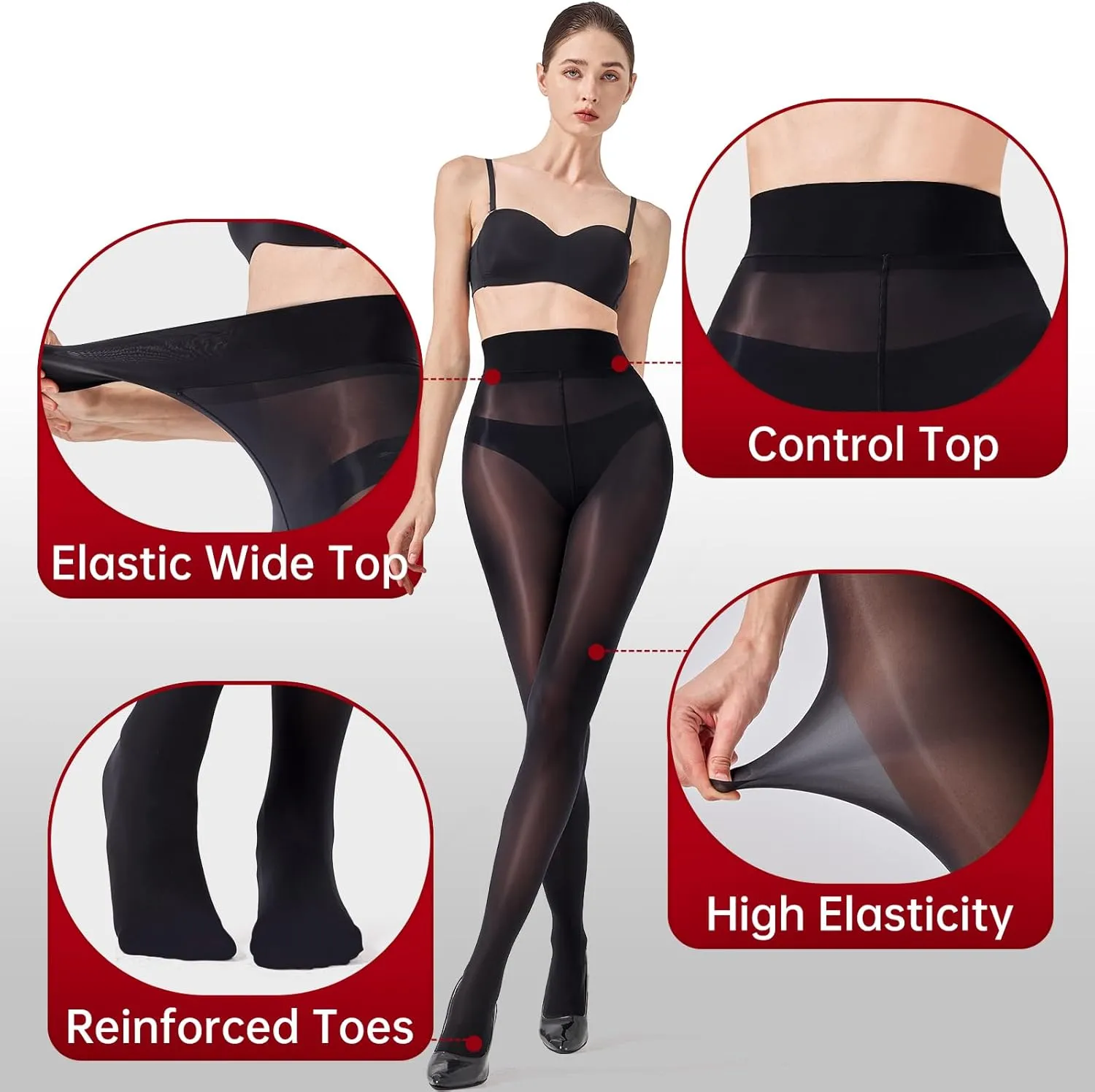 Shiny Pantyhose for Women Shimmer Sheer Tights Silk Oil High Waist Stockings