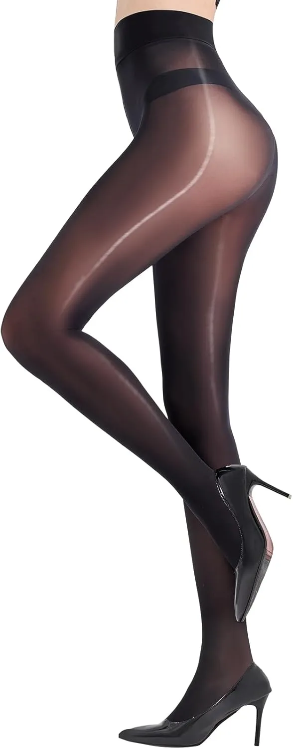 Shiny Pantyhose for Women Shimmer Sheer Tights Silk Oil High Waist Stockings
