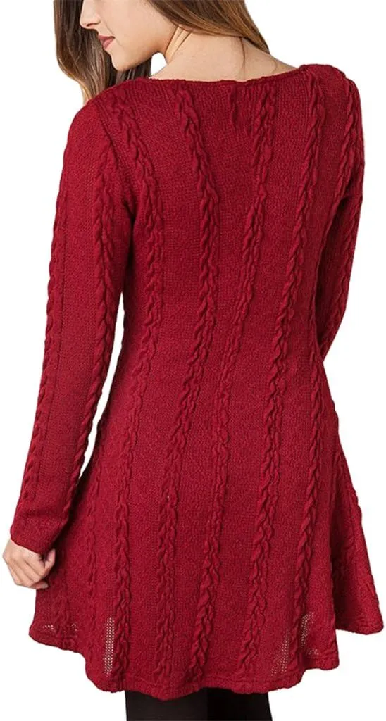 Sumtory Women Cable Knit Dress Slim Fit Long Sleeve Sweater Dresses(8 Colors)