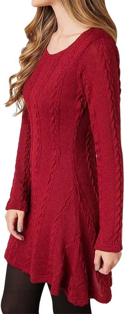 Sumtory Women Cable Knit Dress Slim Fit Long Sleeve Sweater Dresses(8 Colors)