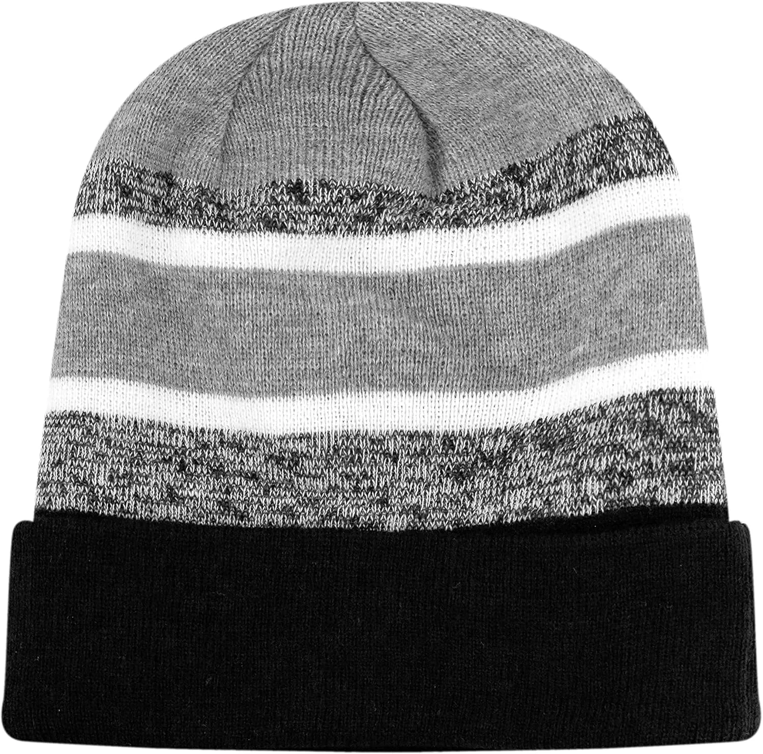 The Hat Depot Winter Beanie Soft Cuff Pom Pom Stripe Knit Skull Slouch Ski Hat