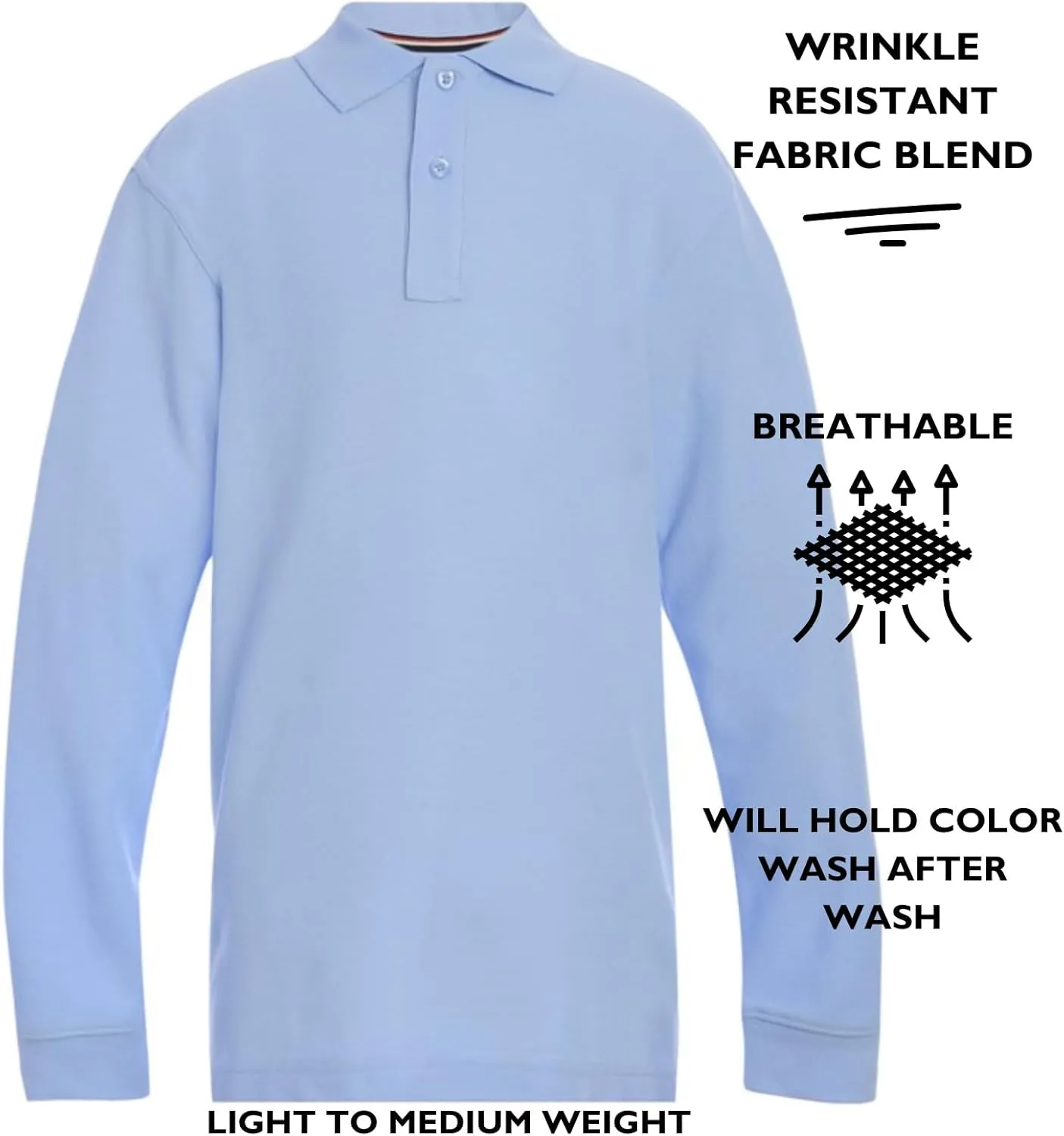 Tommy Hilfiger Kids' Long Sleeve Pique Co-ed Polo Collar Shirt
