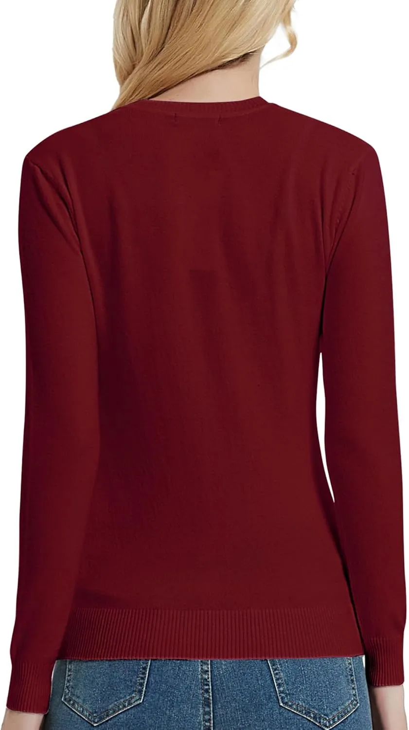 Urban CoCo Women's V Neck Long Sleeve Solid Classic Knit Pullover Sweater Tops